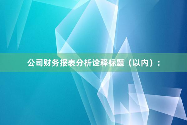 公司财务报表分析诠释标题（以内）：