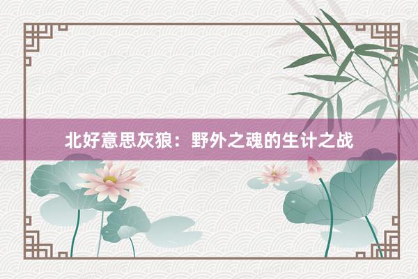 北好意思灰狼：野外之魂的生计之战